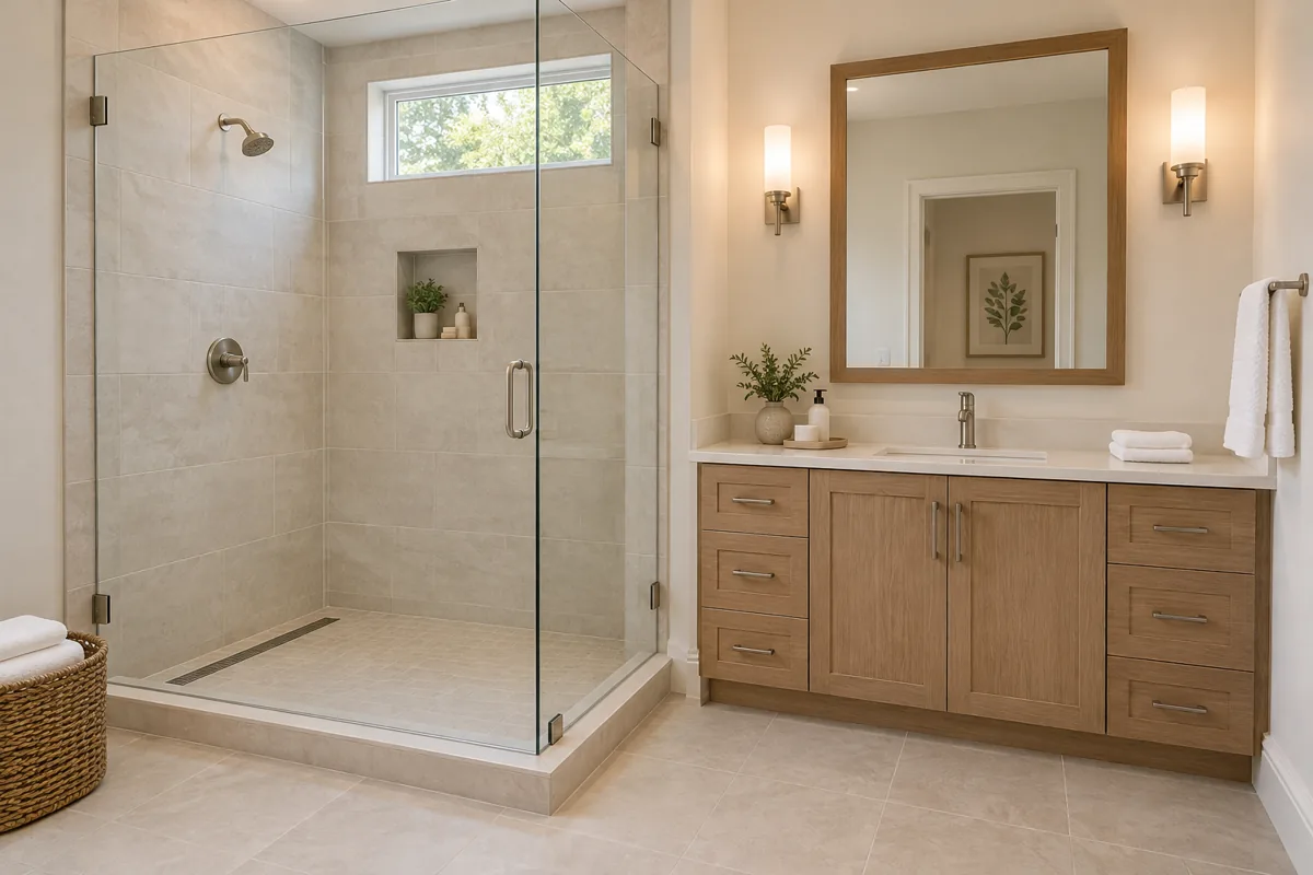 AI-generated illustration of bathroom remodeling